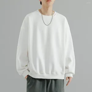 T-shirts pour hommes vêtements velours côtelé à manches longues hauts décontracté surdimensionné Simple bas Harajuku couleur unie col rond T-shirts pour homme