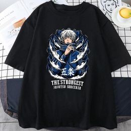 T-shirts pour hommes vêtements Satoru Gojo Jujutsu Kaisen Anime t-shirt court t-shirt unisexe hauts Camisetas été