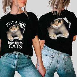 Camisetas para hombres Ropa corta slve t top camiseta swt solo una niña que ama los gatos ropa de moda mujer de verano dibujos animados casuales camiseta gráfica T240506