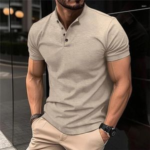 T-shirts pour hommes vêtements été col vintage T-shirts de sport décontracté solide à manches courtes bouton polo t-shirt streetwear mince hauts