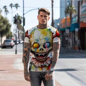 T-shirts masculins Clown Doll 3D T-shirt pour hommes imprimés Nouveau gothique Hip Hop Strt Vêtements Slve Top Fashion Mens Vêtements T240505