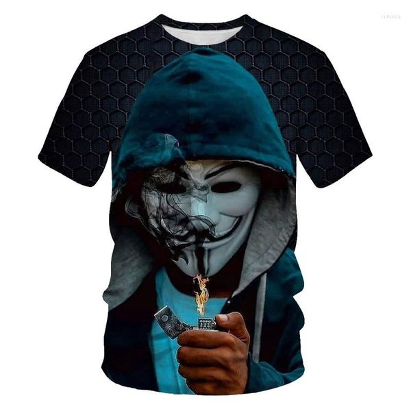 Hommes T-shirts Clown Face T-shirt 3D Imprimé Horreur Mode Col Rond À Manches Courtes Chemise Pour Homme