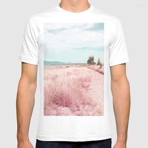 Camisetas para hombre Coastal Trail Blush Shirt Manipulación digital Playa Océano Oeste Montaña Paisaje Tropical