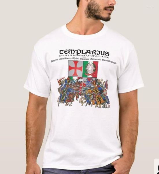 T-shirts masculins Chiteaux d'armes le templier italien. T-shirt de scène de bataille médiévale. Coton Coton Short à manches à manche