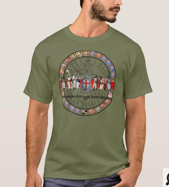 T-shirts Homme Armoiries Les Grands Maîtres Templiers. Knights Templer Graphic avec bouclier et épées T-shirt en coton pour homme