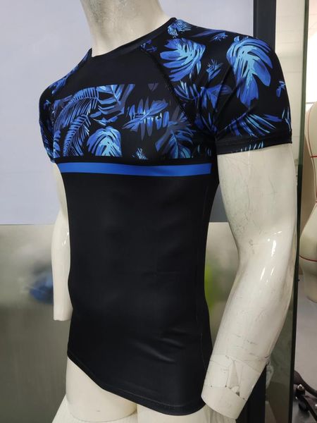 T-shirts pour hommes Cody Lundin Blue Leaf Motif Compression T-shirt à manches courtes Respirant Mode Tee Fitness Hommes Sport Boxe Chemise de course