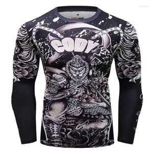 T-shirts pour hommes Cody Lundin Hommes Chemise de tatouage à manches longues Jiu Jitsu Gi MMA Tshirt Mâle Polyester Kickboxing Sports T-shirts sublimés