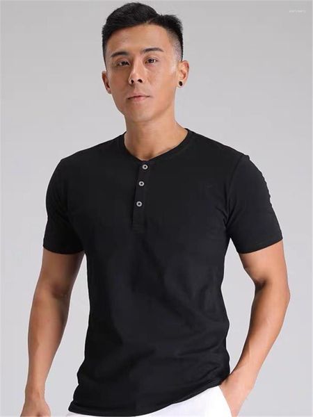 T-shirts masculins Collier Placket dur