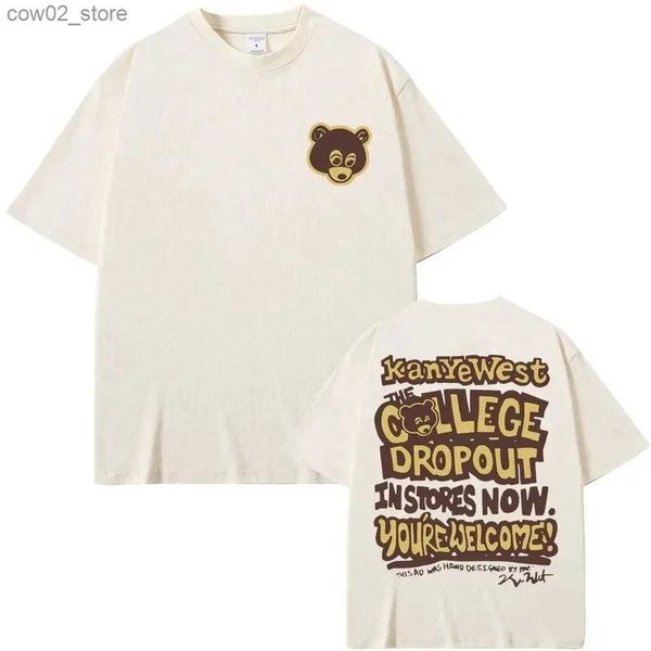 T-shirts hommes College Dropout T-shirt hommes musique noire cadeau imprimé à manches courtes T-shirt décontracté mâle tee-shirt en coton d'été homme Q240201