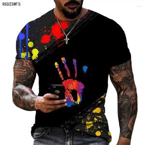T-shirts pour hommes Color Graffiti Handprint Printing 3D et T-shirts pour femmes