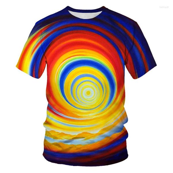 T-shirts pour hommes coloré 3d Vortex chemise mode Cool motif à manches courtes col rond Hip Hop Streetwear unisexe drôle dessin Art