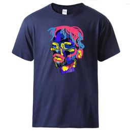 T-shirts pour hommes visages de griffonnage colorés Y2K manches courtes hommes Fitness coton Vintage t-shirt respirant tendance haut être durable Harajuku t-shirt