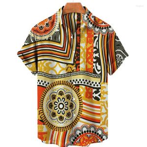 T-shirts pour hommes chemise hawaïenne colorée 3d rayure imprimé pour hommes t-shirt décontracté en vrac vêtements surdimensionnés mâle Vintage CamisaMen