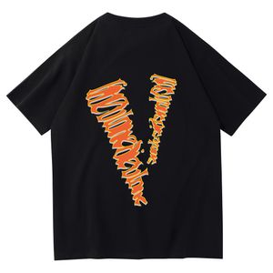 Camisetas de hombre Estampado de letras coloridas VLONE Trajes de diseñador de marca Camiseta con cuello Camiseta con cuello en O de primavera Camisetas de algodón vintage de manga corta Talla EE. UU. S 4XLY1