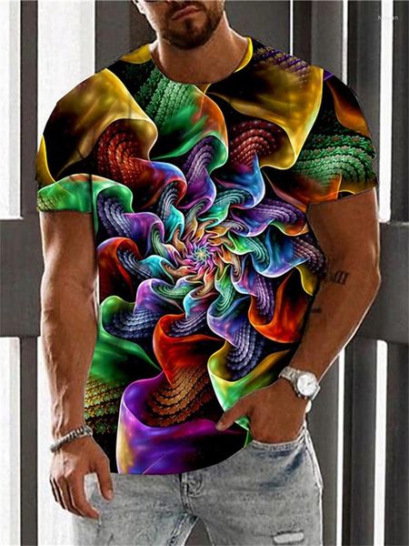 Camisetas para hombre, camisetas coloridas para hombre, camisetas de manga corta con movimiento de verano para hombre guapo con cuello redondo, camisetas atractivas Harajuku geniales