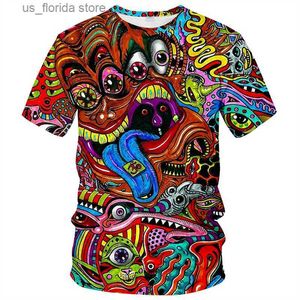 T-shirts pour hommes T-shirt Trippy coloré pour hommes Peinture imprimée en 3D Cool Designs T-shirt Femmes T-shirts Enfants Été Casual Gym Short Slve Y240321