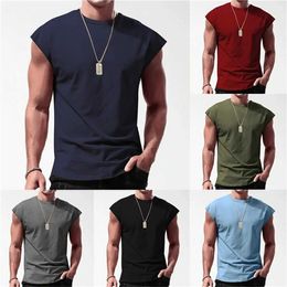 T-shirts masculins .com Cross-Border Mens T-shirt sans manches Summer pour Young Casual Pure Color Thirt T-shirt M J240509