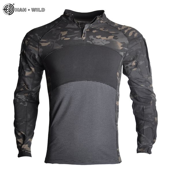 T-shirts pour hommes Chemises de combat Vêtements tactiques éprouvés Uniforme militaire CP Camo Airsoft T-shirt de l'armée Chasse Respirant Vêtements de travail Coupe-vent 230206