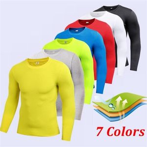 T-shirts pour hommes Compression confortable pour hommes sous la couche de base Top Collants à manches longues Sports Rashgard T-shirt de course Gym T Shi2775