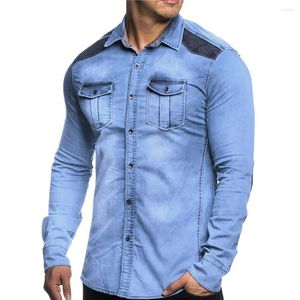 Heren T-shirts Comfortabel Mode Reizen Bruiloft Overhemd Tops Slim Fit Effen Button Down Borstzak Drukknopen Comfortabel