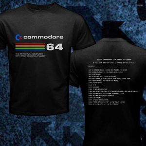 T-shirts pour hommes Commodore 64 Basic V2 ordinateur rétro Geek Nerd programmation homme T-Shirt Double face unisexe t-shirts