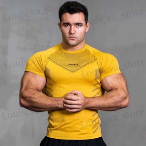 Camisetas para hombres Compresión Camiseta seca rápida Men entrenamiento Camisa de lve corta Gimnasio Maseo Bodiando flacos Ts Tops Carriendo ropa T240411
