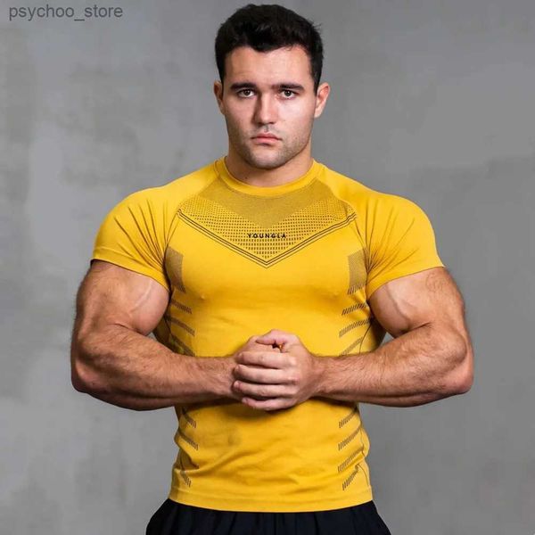 Camisetas para hombres Compresión Camiseta de secado rápido Hombres Fitness Entrenamiento Camisa de manga corta Hombre Gimnasio Culturismo Flaco Tees Tops Ropa para correr Q240130