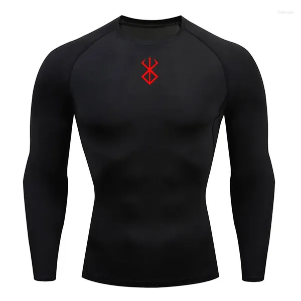 T-shirts pour hommes Chemise de compression Hommes Rashgarda MMA Manches longues Protection solaire Couche de base T-shirt Fitness Entraînement Top Sport Bodybuilding