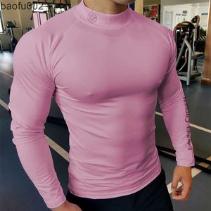 T-shirts pour hommes Chemise de compression Hommes Courir Formation T-shirt à manches longues Muscle Entraînement Sports Wear Man Gym Skinny Tee Tops W0322