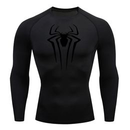 T-shirts pour hommes Chemise de compression T-shirt pour hommes à manches longues noir Top Fitness crème solaire seconde peau séchage rapide respirant décontracté long T-Shirt 4XL 230825