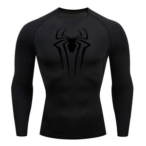 T-shirts pour hommes Chemise de compression T-shirt pour hommes à manches longues noir Top Fitness crème solaire seconde peau séchage rapide respirant décontracté long T-Shirt 4XL 231207