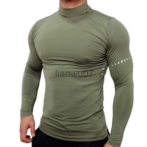 Heren T-shirts Compressieshirts Heren Fitness Workout T-shirt met lange mouwen Gym Training Tops Muscle Tees J230705