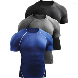 Camisetas para hombre Camiseta de compresión Verano Transpirable Secado rápido Deportes Top Culturismo Slim Fit Medias Traje de pista Gimnasios Camisa Fitness Hombres