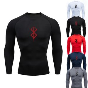 Heren T-shirts Compressie T-shirt Lange mouw Anime Berserk Guts Sport Sneldrogende T-shirts Atletische Gym Strakke Hemdjes Tops Tee Mannelijke 231201