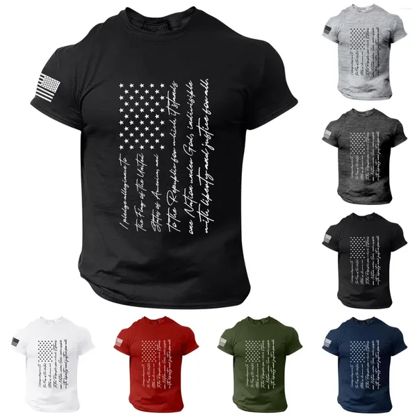 Camisetas para hombre, camisetas de concierto para hombre con estampado de bandera del Día de la independencia, camisetas cómodas de manga corta para deportes de ocio para primavera/verano