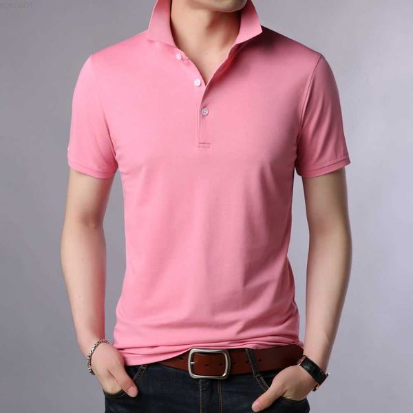 T-shirts pour hommes COODRONY Pure Color Polo-Shirt Hommes Summer Business Casual Tops Respectueux de la peau Respirant Confortable T-shirts à manches courtes W5562 L230715
