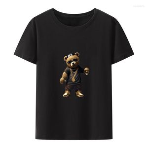 Heren t shirts coole beer met gouden ketting katoen y2k t-shirts anime stijl mannen kleding street mode mode print ademende losse vrije tijd humor