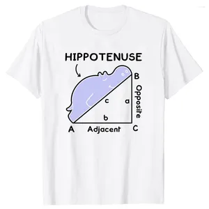 Camisetas para Hombre Cool Hippo Sleeping On Math Problem Printing Hippopotamus Tee Tops Cuello Redondo Manga Corta Animal Camiseta Casual Básica