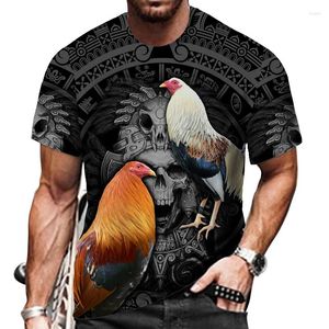 Heren t shirts coole koning haan jaagt heren t-shirt 2022 zomer 3d print dier pik hiphop streetwear mannelijke kleding casual o-neck