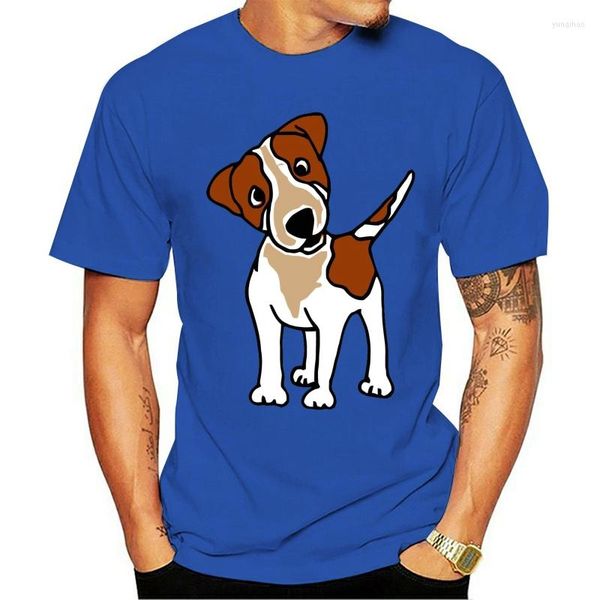 Camisetas de hombre Cool Man divertido cachorro Jack Russell Terrier perro diseño personalizado manga corta cuello redondo Animal impreso familia camiseta