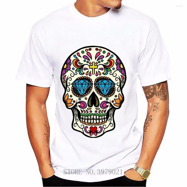 Camisetas para hombre Cool Man Sugar Skull mexicano de alta calidad Camiseta de manga corta Camisetas casuales hombres camisa Cannon