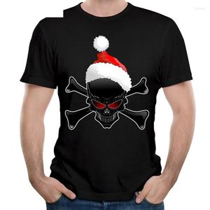 T-shirts pour hommes Cool Men T-shirt Noël Père Noël Noir Crâne Coton Slim Fit Tee O-cou À Manches Courtes Été Automne Mode Vêtements Design