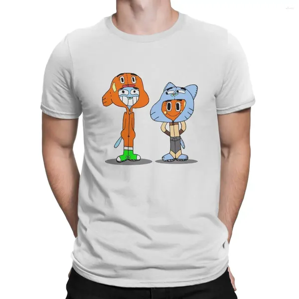 Camisetas para hombre, camiseta fresca para hombre, camisetas de algodón Vintage del asombroso mundo de Gumball, camisetas de verano de manga corta con cuello redondo