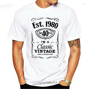 Heren t shirts cool tee shirt heren 40e verjaardag t-shirt est 1980 vintage man veertigste 40 jaar cadeau zomer