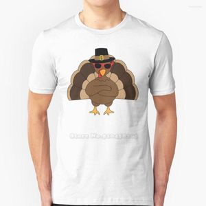 Camisetas para hombre Cool Turkey con gafas de sol Happy Thanksgiving Shirt Verano Moda Casual Algodón Cuello redondo Celebración de noviembre