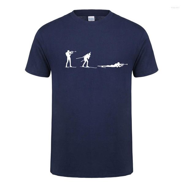 Camisetas para hombre, camiseta fresca de biatlón de invierno para hombre, camiseta de verano a la moda de manga corta con cuello redondo, ropa de algodón, camisetas, OT-796