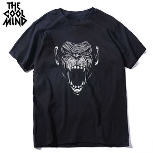 T-shirts voor heren coolmind 100% katoenen zomer cool aap mannen t-shirt casual zomer losse mannen t-shirt mannelijk o-neck t-shirt tee shirts g230309