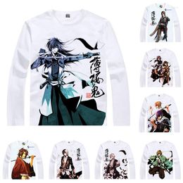 T-shirts pour hommes Coolprint Anime Shirt Hakuouki Hakuoki T-shirts multi-styles longs toshizo hijikata hajime saito cosplay motiv