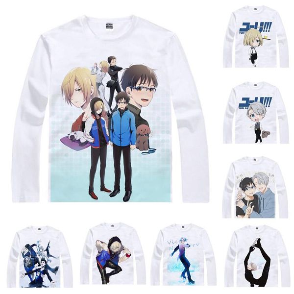 Camisetas de hombre Coolprint Anime Shirt Yuri On Ice Multi-estilo de manga larga Katsuki Victor Nikiforov Cosplay Motivs Kawaii ShirtsMen's