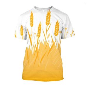 Heren t shirts maïs tarwe 3D printen zomer t-shirt hoogwaardige leuke leuke korte mouw vitality street jeugd mode alternatieve kleding